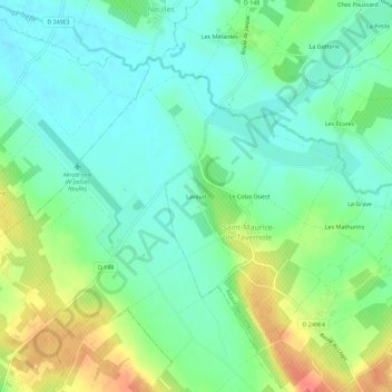 Topografische Karte Lavaud, Höhe, Relief