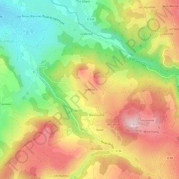 Topografische Karte Le Mont, Höhe, Relief