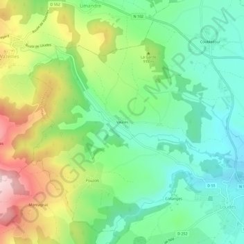 Topografische Karte Vaures, Höhe, Relief