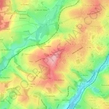 Topografische Karte Montplaisir, Höhe, Relief