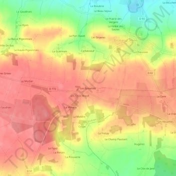 Topografische Karte Les Épinettes, Höhe, Relief