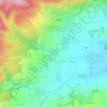 Topografische Karte Ambach, Höhe, Relief