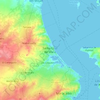 Topografische Karte Santa Cruz de Mara, Höhe, Relief