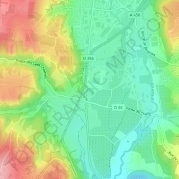 Topografische Karte Les Sept Chemins, Höhe, Relief