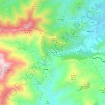 Topografische Karte Brunella, Höhe, Relief