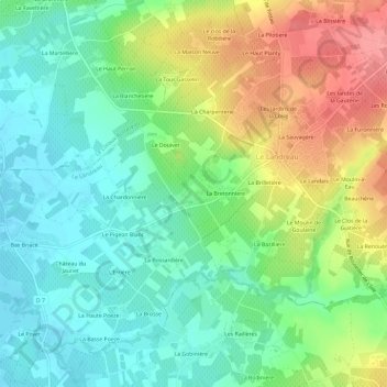 Topografische Karte Briacé, Höhe, Relief