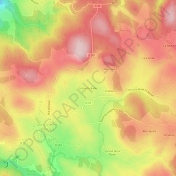 Topografische Karte Creux du Balay, Höhe, Relief