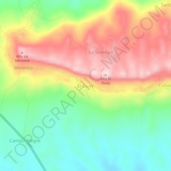 Topografische Karte El Guay, Höhe, Relief