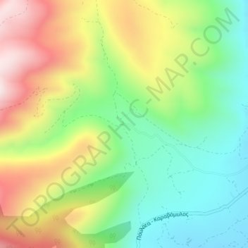 Topografische Karte Vlachata, Höhe, Relief