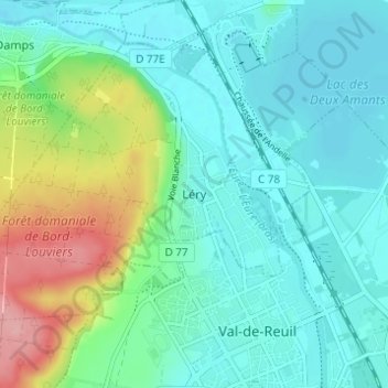 Topografische Karte Léry, Höhe, Relief