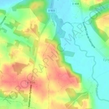 Topografische Karte Daourat, Höhe, Relief