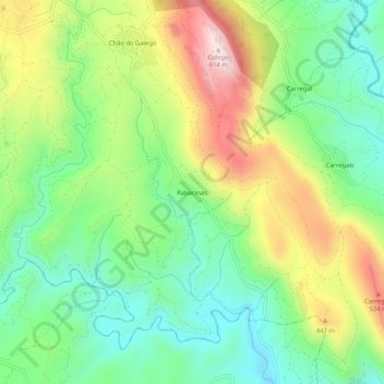 Topografische Karte Rabacinas, Höhe, Relief