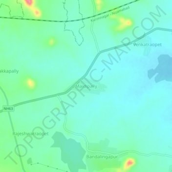 Topografische Karte Maidipally, Höhe, Relief