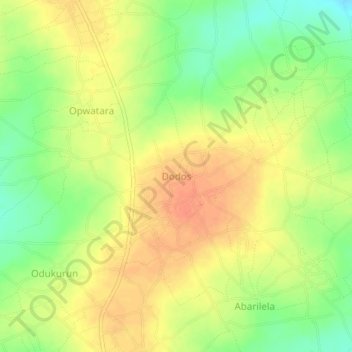 Topografische Karte Dodos, Höhe, Relief