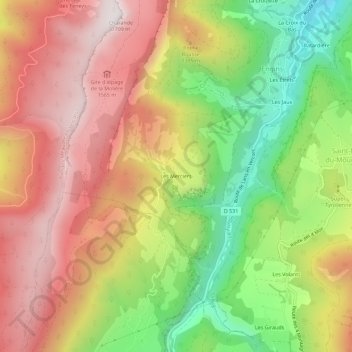 Topografische Karte Les Merciers, Höhe, Relief