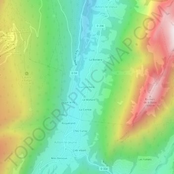 Topografische Karte La Crochère, Höhe, Relief