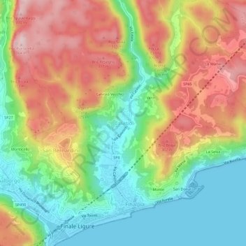 Topografische Karte Calvisio, Höhe, Relief