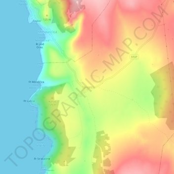 Topografische Karte Stivan, Höhe, Relief