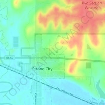 Topografische Karte Flint Hills Rodeo Grounds, Höhe, Relief