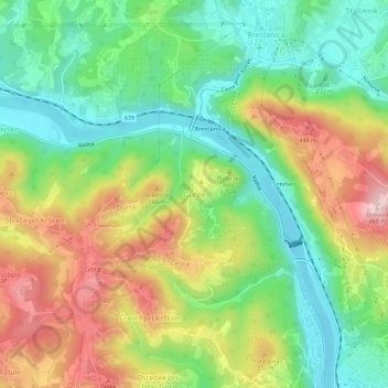 Topografische Karte Gundersdorf, Höhe, Relief