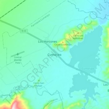 Topografische Karte Cumaripa, Höhe, Relief