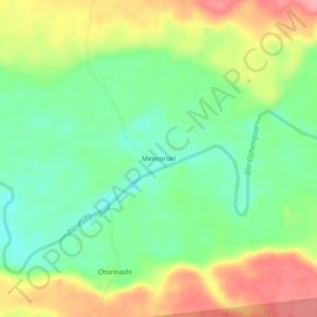 Topografische Karte Mencoriari, Höhe, Relief