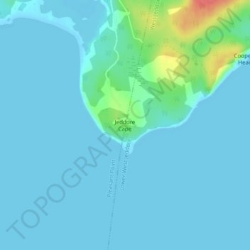 Topografische Karte Jeddore Cape, Höhe, Relief