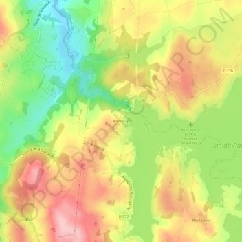 Topografische Karte Pareloup, Höhe, Relief