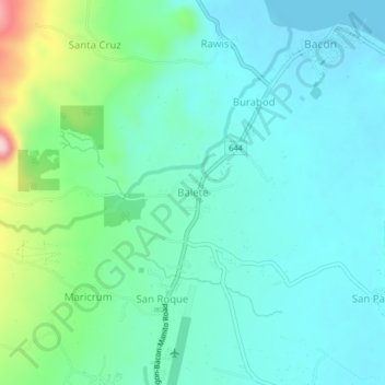 Topografische Karte Balete, Höhe, Relief