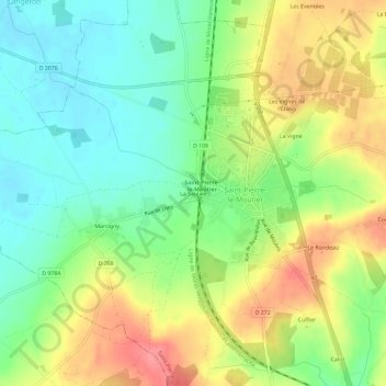 Topografische Karte La Saulaie, Höhe, Relief