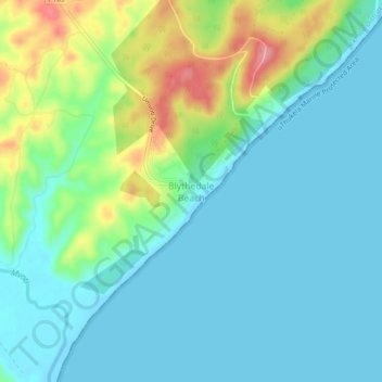Topografische Karte Blythedale Beach, Höhe, Relief