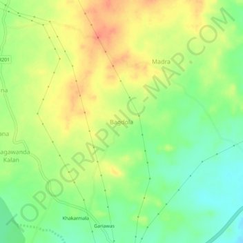 Topografische Karte Bagdola, Höhe, Relief