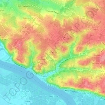 Topografische Karte Saint-Amand, Höhe, Relief