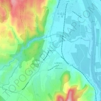 Topografische Karte La Motte, Höhe, Relief