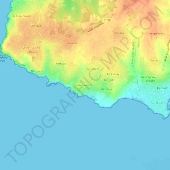 Topografische Karte Kercambre, Höhe, Relief