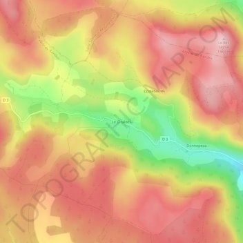 Topografische Karte Le Giraldès, Höhe, Relief