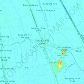 Topografische Karte Kota Sarang Semut, Höhe, Relief
