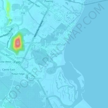 Topografische Karte Baras, Höhe, Relief