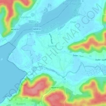 Topografische Karte Siolim, Höhe, Relief