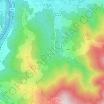 Topografische Karte Antras, Höhe, Relief