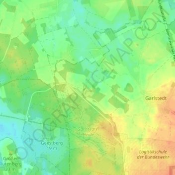Topografische Karte Buggehorn, Höhe, Relief