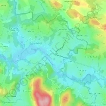 Topografische Karte Pontarion, Höhe, Relief