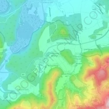 Topografische Karte Pfannsdorf, Höhe, Relief