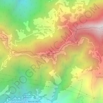 Topografische Karte Topo Castillo Blanco, Höhe, Relief