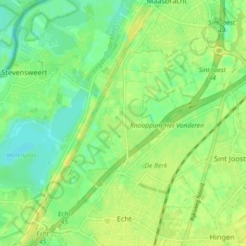 Topografische Karte Berkelaar, Höhe, Relief