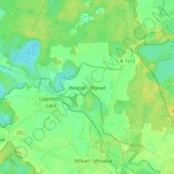 Topografische Karte Wessel - Wjesel, Höhe, Relief