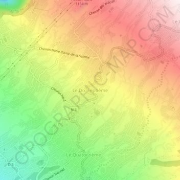 Topografische Karte Le Dix-Septième, Höhe, Relief