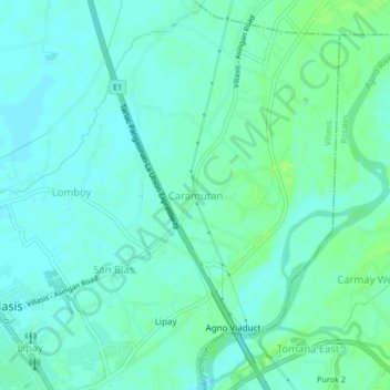 Topografische Karte Caramutan, Höhe, Relief