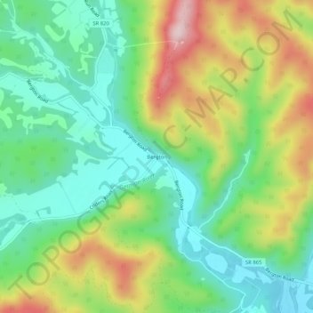 Topografische Karte Bergton, Höhe, Relief