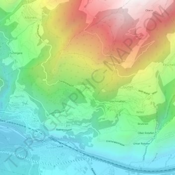 Topografische Karte Thel, Höhe, Relief